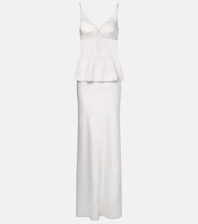 Self-portrait Lace-trimmed Georgette And Satin Gown In White
