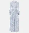 Self-portrait Belted Corded Lace Maxi Dress In Blue