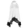 Self-portrait Lace-trimmed Pleated Halterneck Top In White Polyester In White