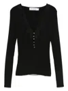 Self-portrait Black Lace Trim Knit Top Tops Black In Black