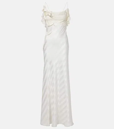 Self-portrait Lace-trimmed Satin Gown In Multi