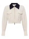 Self-portrait Lace-trimmed Zip-front Jacket In White