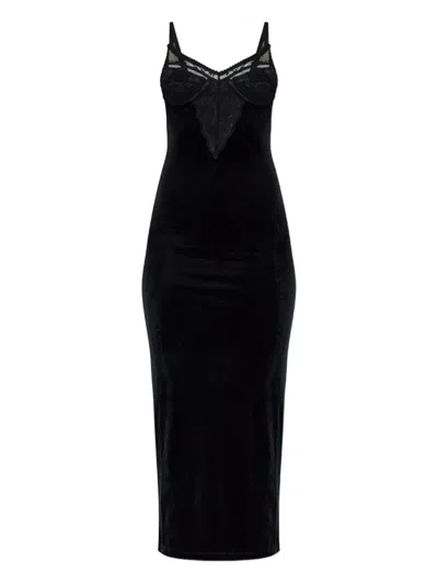 Self-portrait Lace Velvet Dress In Black