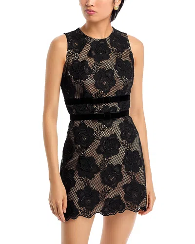 Self-portrait Lace Velvet Mini Dress In Black