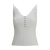 Self-portrait Ribbed Top With Lace In White