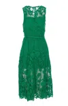 Self-portrait Sleeveless Midi Lace Dress In Green