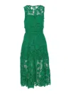 Self-portrait Sleeveless Midi Lace Dress In Verde