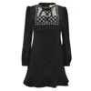 Self-portrait Crystal-embellished Long-sleeve Minidress In Black