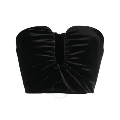 Self-portrait Self Portrait Ladies Black Velvet-finish Strapless Top