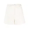 Self-portrait Lurex Boucle Shorts In Beige