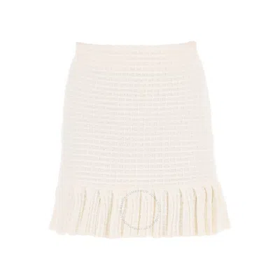 SELF-PORTRAIT SELF PORTRAIT LADIES CREAM SEQUIN TEXTURED KNIT SKIRT