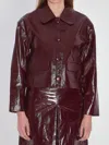 Self-portrait Womens Peter Pan Collar Boxy-fit Faux-leather Jacket Burgundy