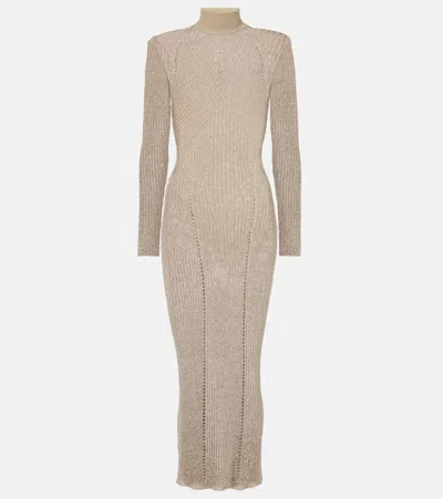 Self-portrait Lamé Maxi Dress In Gold