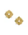 Self-portrait Large Encrusted Clip On Earrings In Gold