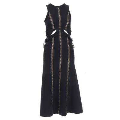 Self-portrait Self Portrait Lattice Cut Out Overlay Crew Midi Dress In Black