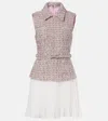 Self-portrait Tweed Pleated Dress In Pink