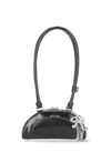 Self-portrait Black Leather Mini Shoulder Bag With Charm In Black