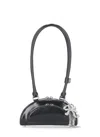 Self-portrait Black Leather Mini Shoulder Bag With Charm In Black