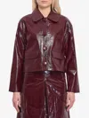 Self-portrait Womens Peter Pan Collar Boxy-fit Faux-leather Jacket Burgundy In Brown