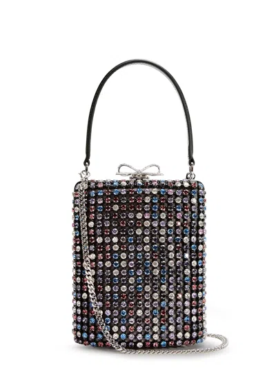Self-portrait Leather Crossbody Bag With All-over Crystals