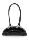 Self-portrait Black Leather Curved Shoulder Bag In Black