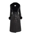 Self-portrait Leather Faux Fur-trim Coat In Black