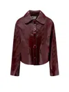 Self-portrait Womens Peter Pan Collar Boxy-fit Faux-leather Jacket Burgundy In Burgundy
