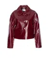 Self-portrait Womens Peter Pan Collar Boxy-fit Faux-leather Jacket Burgundy In Red