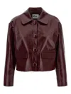 Self-portrait Womens Peter Pan Collar Boxy-fit Faux-leather Jacket Burgundy