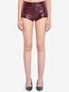 Self-portrait High-shine Burgundy Leather Shorts With Tailored Fit In Burgundy