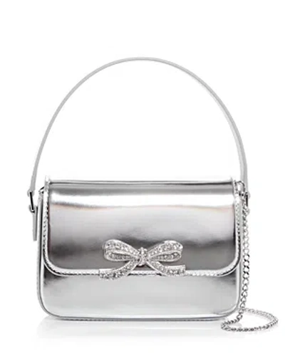 Self-portrait Leather Micro Shoulder Bag In Silver