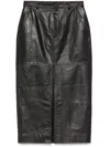Self-portrait Leather Midi Skirt With Belt And Slit In Black