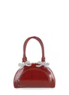 Self-portrait Womens Burgundy Bow-embellished Curved Leather Tote Bag In Burgundy