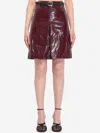 Self-portrait Belted Patent Leather Miniskirt In Red