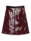 Self-portrait Belted Patent Leather Miniskirt In Red