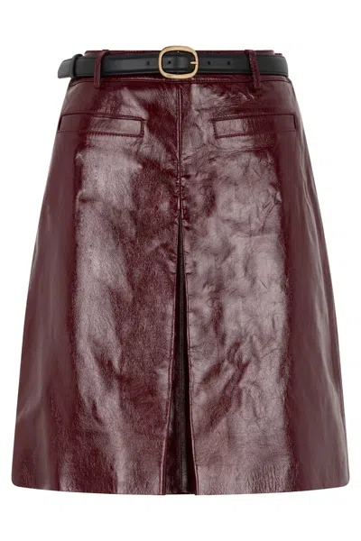 Self-portrait Leather Mini Skirt In Brown