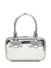 Self-portrait Leather Mini Tote Bag In Silver