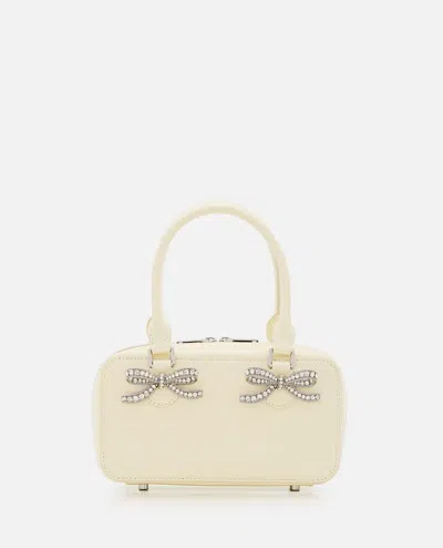 Self-portrait Leather Mini Tote Bag In White