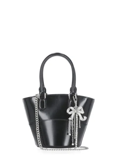 Self-portrait Leather Shopping Bag In Black