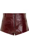 Self-portrait Self Portrait Women Leather Micro Shorts In Burgundy