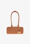 Self-portrait Leather Shoulder Bag With Bow Charm In Brown
