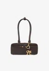 Self-portrait Leather Shoulder Bag With Bow Charm In Brown