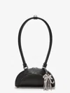 Self-portrait Black Leather Mini Shoulder Bag With Charm In Black