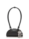 Self-portrait Black Leather Mini Shoulder Bag With Charm In Black