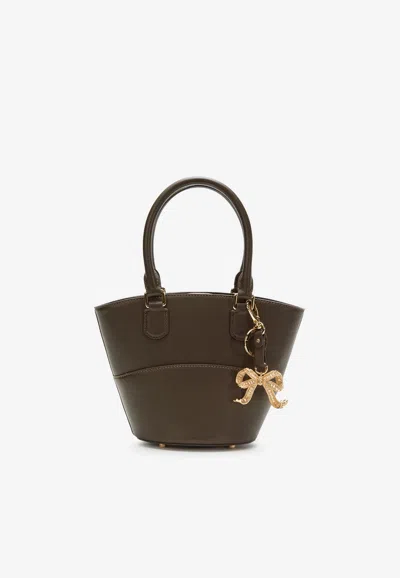 Self-portrait Leather Shoulder Bag With Charms In Gold
