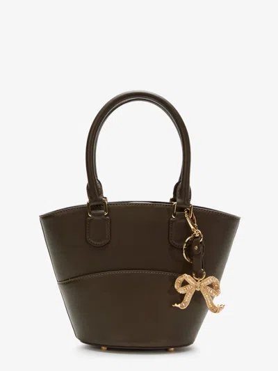 Self-portrait Leather Shoulder Bag With Iconic Charm In Brown