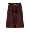 Self-portrait Leather Skirt In Burgundy