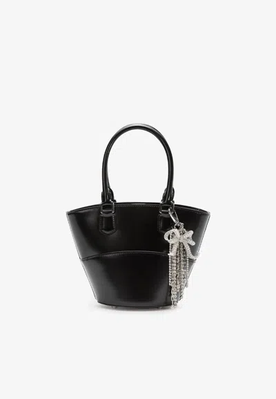 Self-portrait Leather Top Handle Bag With Charms In Black