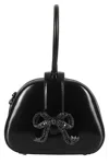 Self-portrait Leather Top Handle Mini Bag In Black