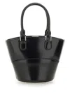 Self-portrait Structured Black Leather Tote With Detachable Charm In Black